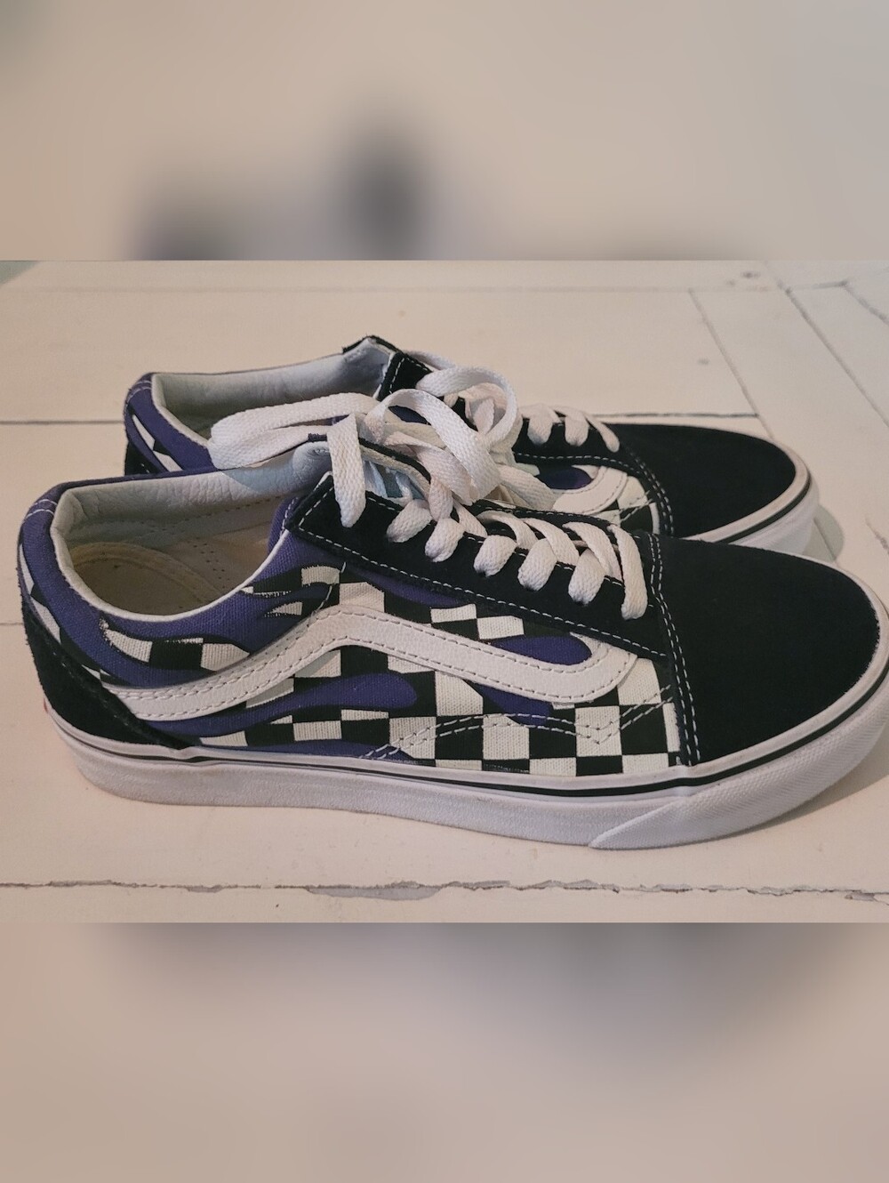 🏁Vans Checkerboard Sneakers in Blue, Black & White